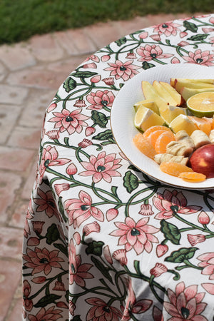 Padma Pink Cotton Round Table Cover