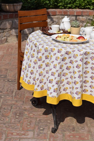 Kalika Yellow Cotton Round Table Cover