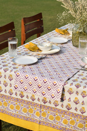 Purple Geometric Cotton Canvas Runner