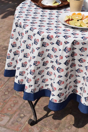 Kalika Blue Cotton Round Table Cover