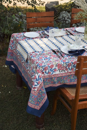 Kyaari Blue Cotton Table Cover