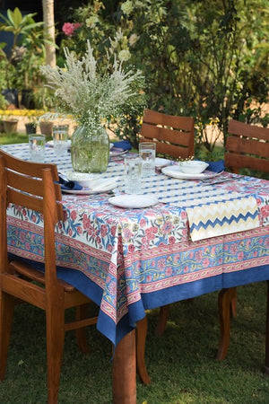 Kyaari Blue Cotton Table Cover