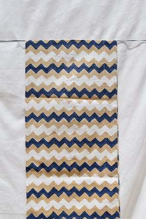 Open image in slideshow, Blue Chevron Cotton Canvas Runner
