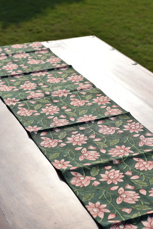 Green Padma Cotton Canvas Runner