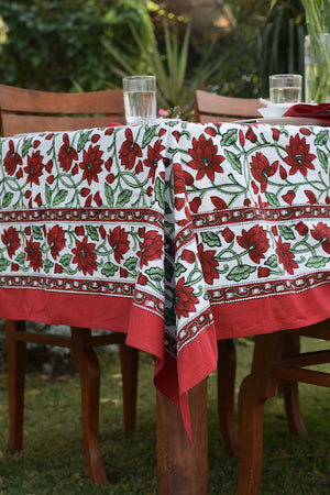 Padma Maroon Cotton Table Cover