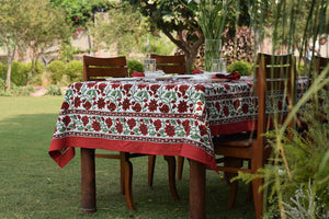 Padma Maroon Cotton Table Cover