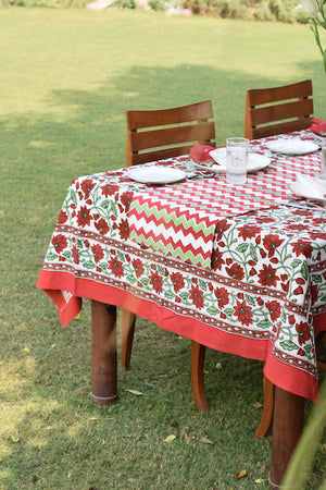 Padma Maroon Cotton Table Cover