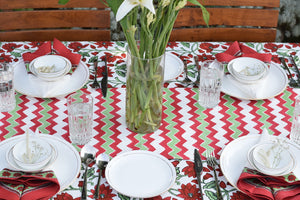 Maroon Chevron Cotton Canvas Runner