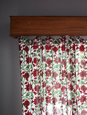 Maroon Padma Jaal Mulmul Curtain