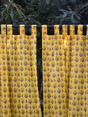 Open image in slideshow, Yellow Gad Kalika Mulmul Curtain
