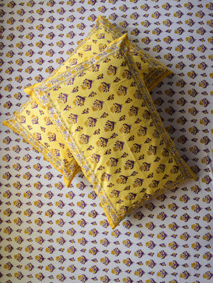 Open image in slideshow, Kalika Yellow Cotton Bedsheet
