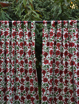 Open image in slideshow, Maroon Padma Jaal Mulmul Curtain
